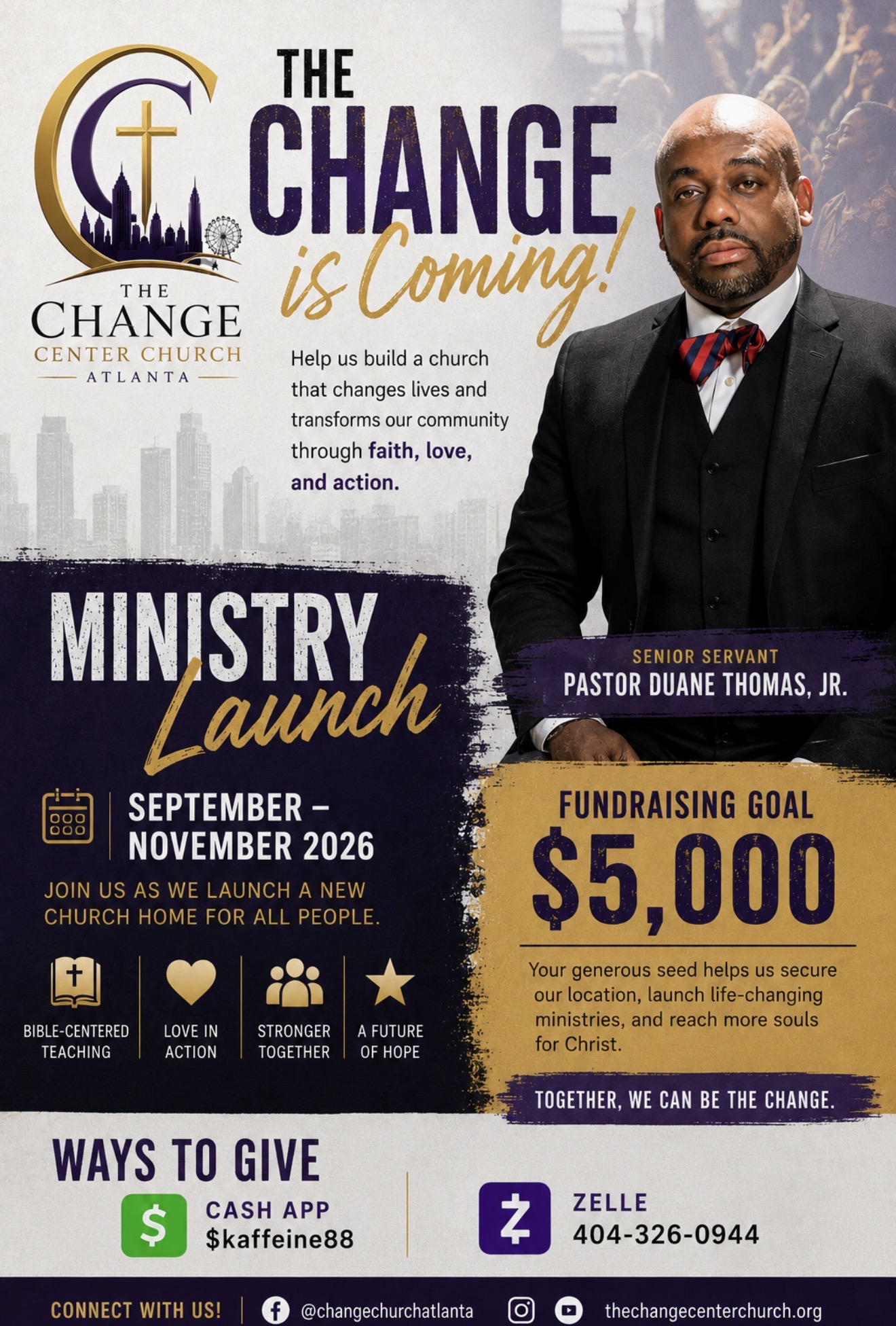 The Change Center Church Ministry Launch flyer